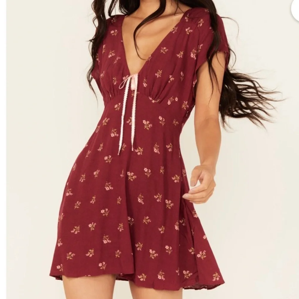 Free People Everyone’s Favorite Floral Babydoll Mini Dress NWT